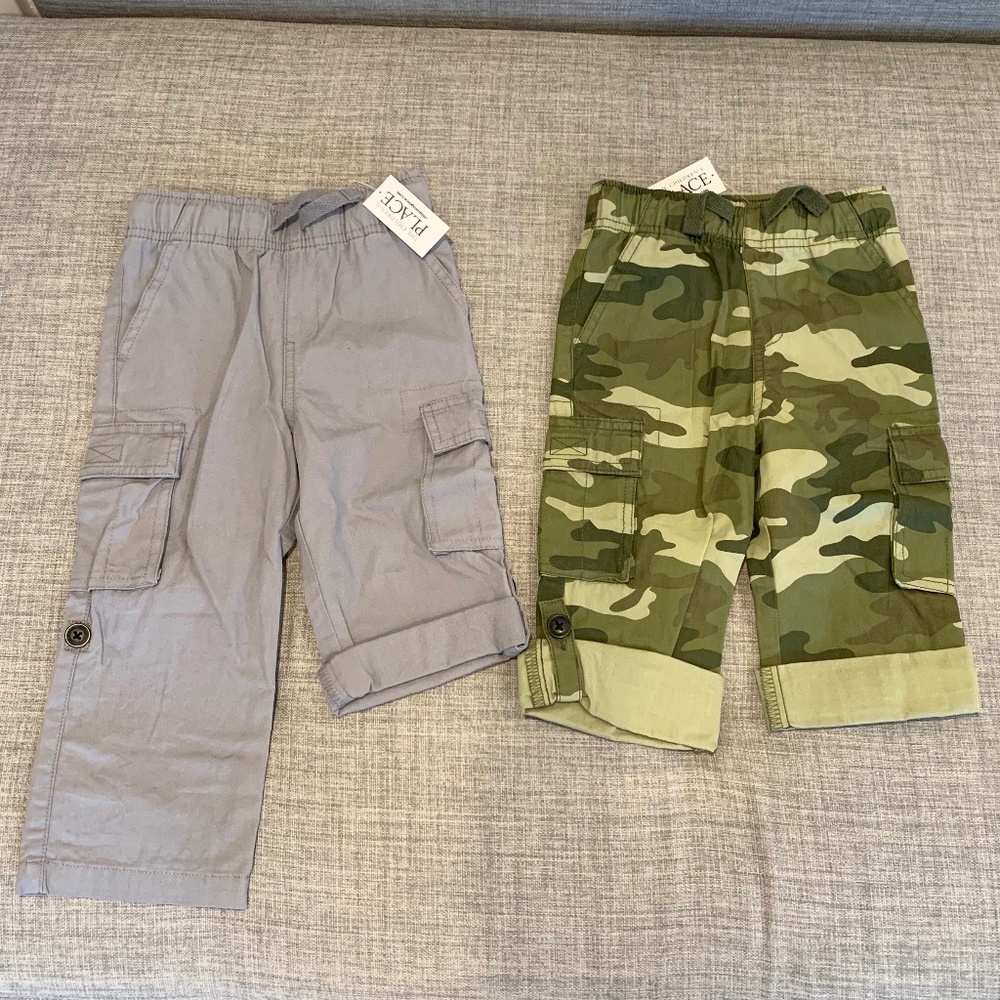 NEW! Lot of 2 Boys Roll Up Cargo Pants 2T